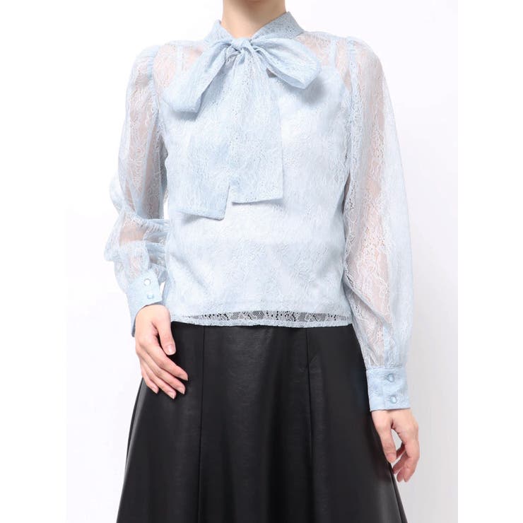 ブルー | 2WAYバックリボンレースブラウス | MERCURYDUO