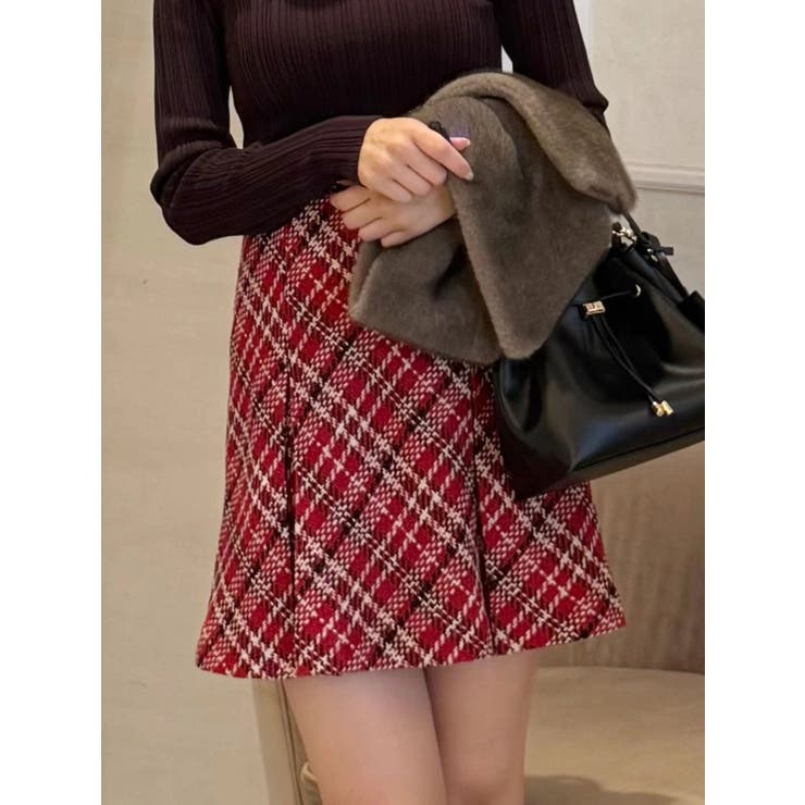レッド | オリジナルロービングチェックミニスカパン | MERCURYDUO