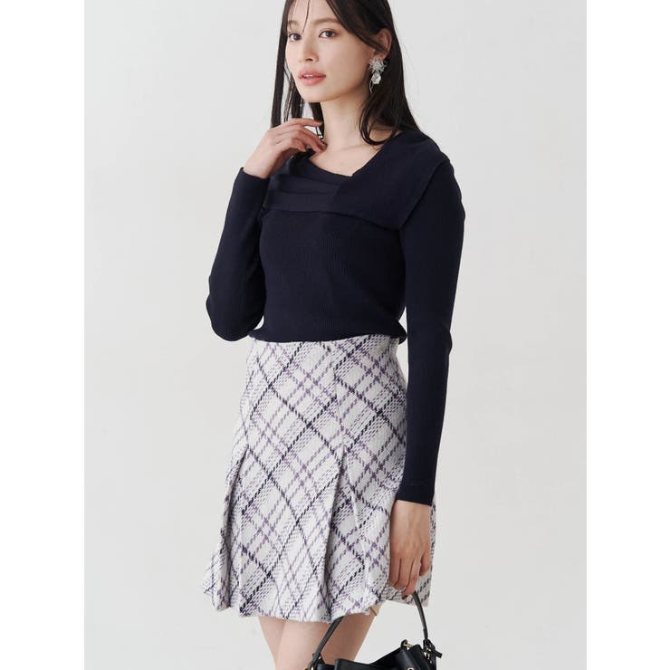 パープル | オリジナルロービングチェックミニスカパン | MERCURYDUO