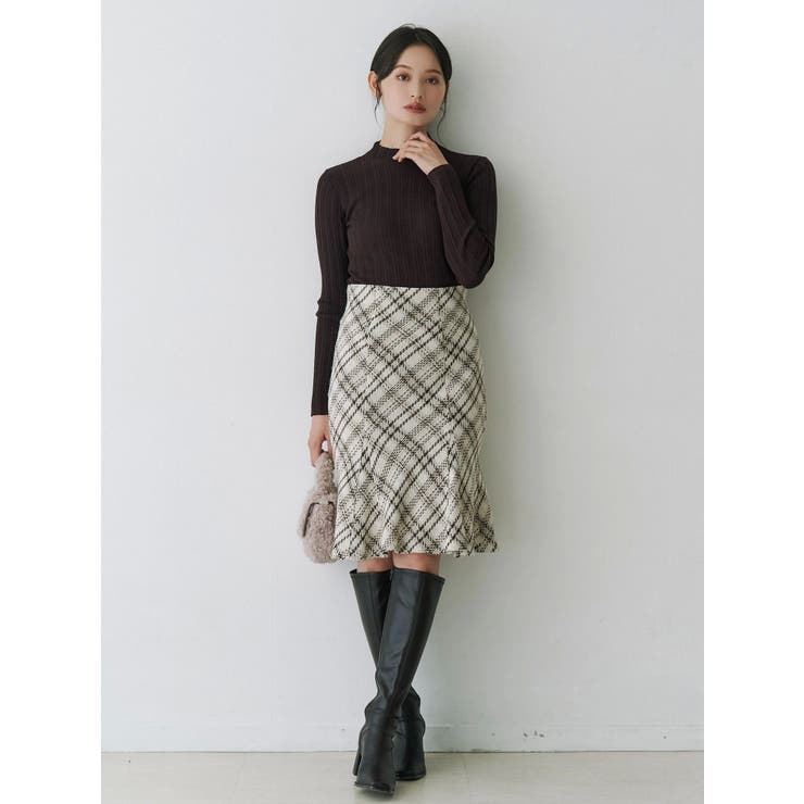 オリジナルロービングチェックニーレングススカート | MERCURYDUO | 詳細画像4 