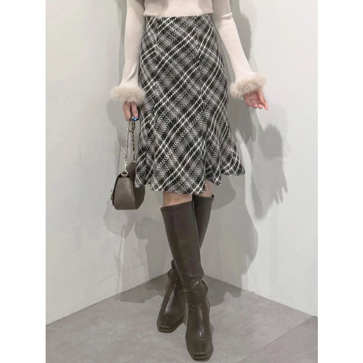 ブラック | オリジナルロービングチェックニーレングススカート | MERCURYDUO