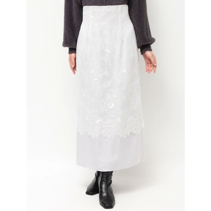 レースレイヤードナロースカート | MERCURYDUO | 詳細画像2 