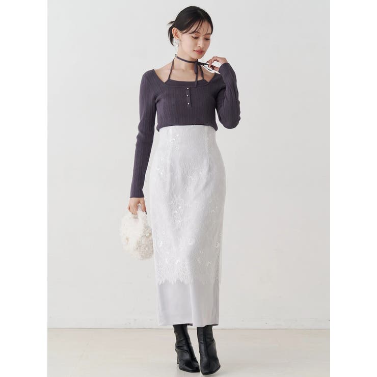 レースレイヤードナロースカート | MERCURYDUO | 詳細画像3 