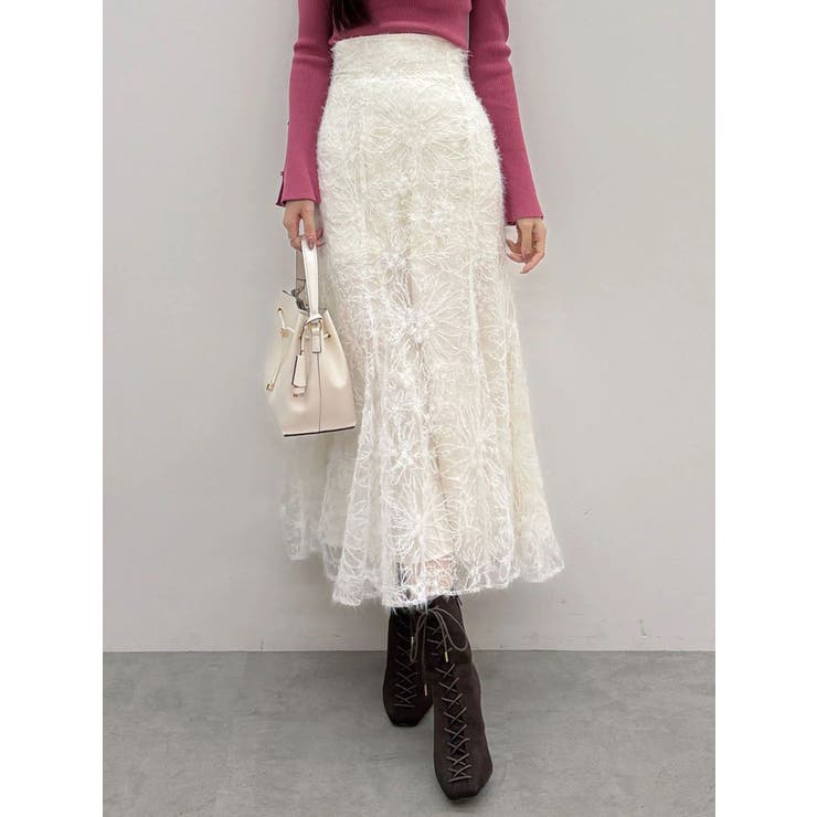 シャギーエンブロイダリースカート | MERCURYDUO | 詳細画像1 