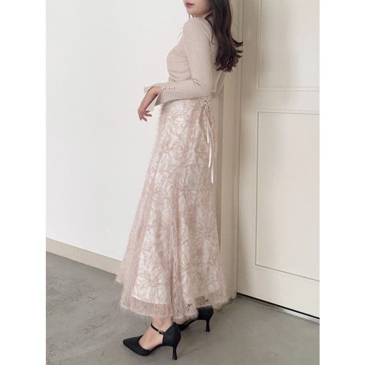 ベビーピンク | シャギーエンブロイダリースカート | MERCURYDUO