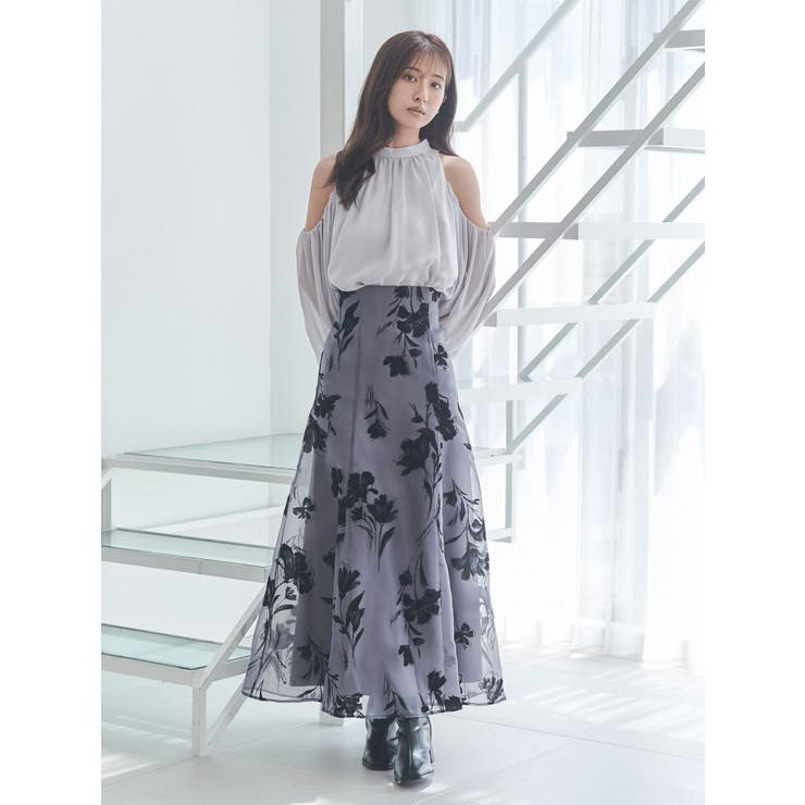 フロッキープリントフレアスカート | MERCURYDUO | 詳細画像10 