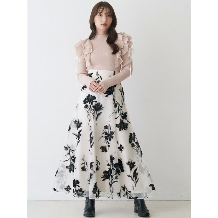 フロッキープリントフレアスカート | MERCURYDUO | 詳細画像12 