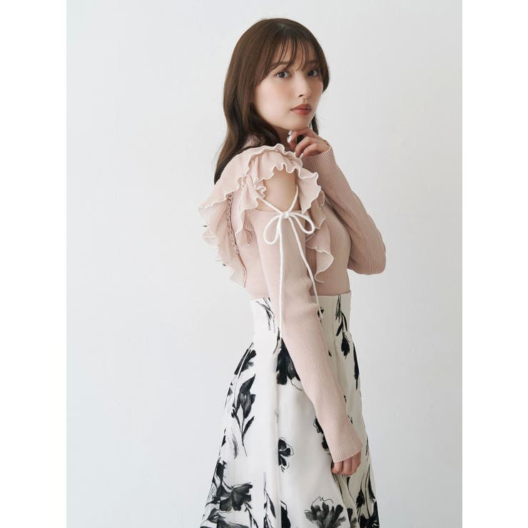 フロッキープリントフレアスカート | MERCURYDUO | 詳細画像14 