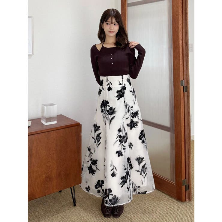 フロッキープリントフレアスカート | MERCURYDUO | 詳細画像29 