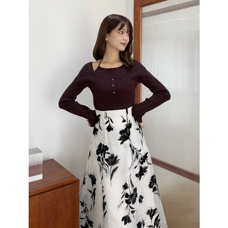 フロッキープリントフレアスカート | MERCURYDUO | 詳細画像31 