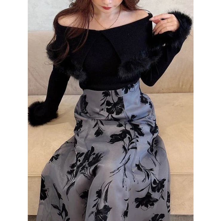 フロッキープリントフレアスカート | MERCURYDUO | 詳細画像34 