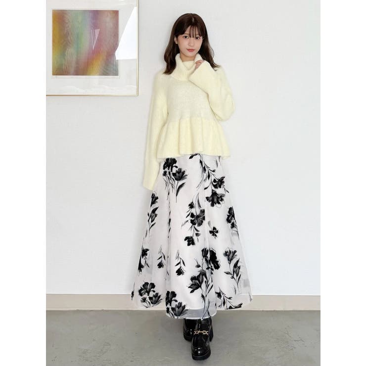 フロッキープリントフレアスカート | MERCURYDUO | 詳細画像47 