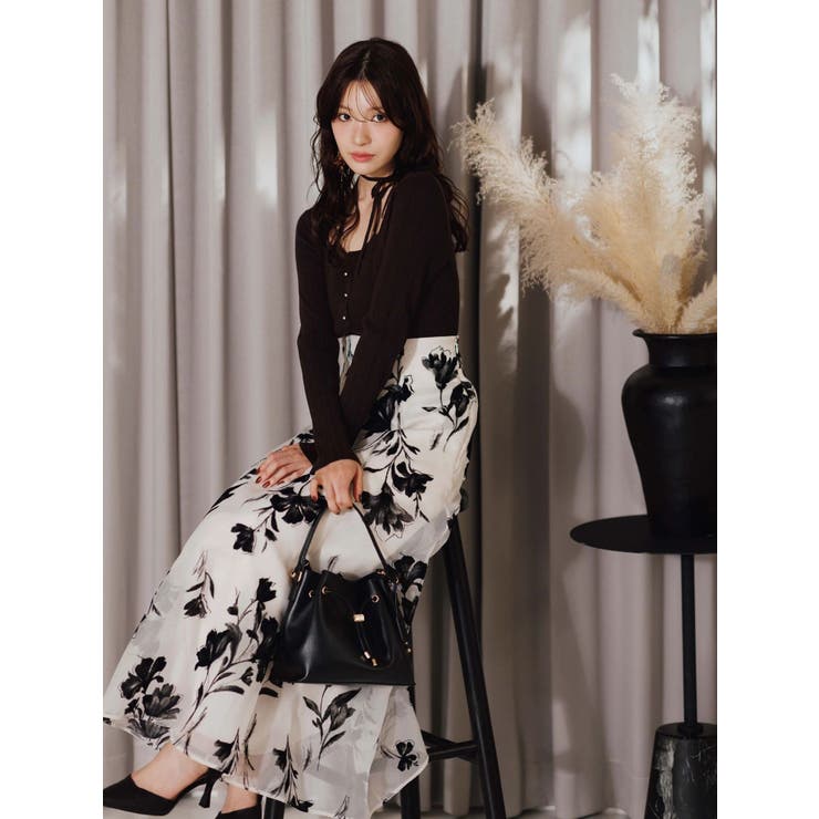 フロッキープリントフレアスカート | MERCURYDUO | 詳細画像5 