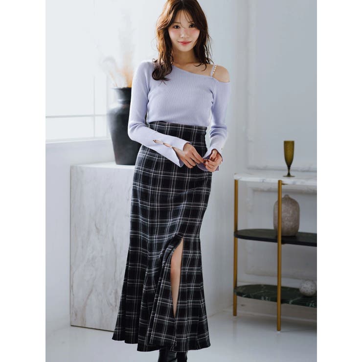 ブラック | バックレースアップストレッチマーメイドスカート | MERCURYDUO