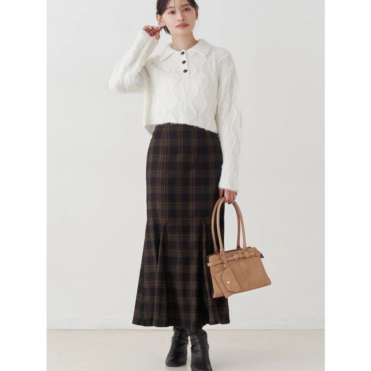 ブラウン | バックレースアップストレッチマーメイドスカート | MERCURYDUO