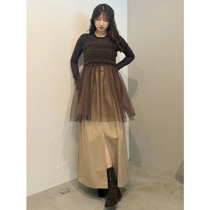 【OUNNOUN】チュールギャザーマルチウェイビスチェ | MERCURYDUO | 詳細画像8 