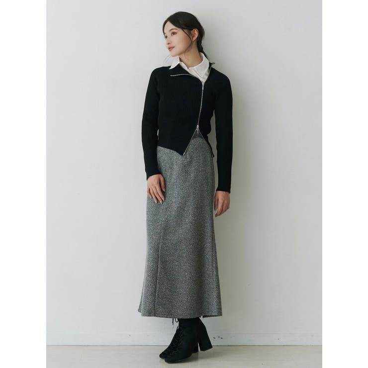 【WEB限定カラーあり】ハイツイストアシメZIPニット | MERCURYDUO | 詳細画像13 