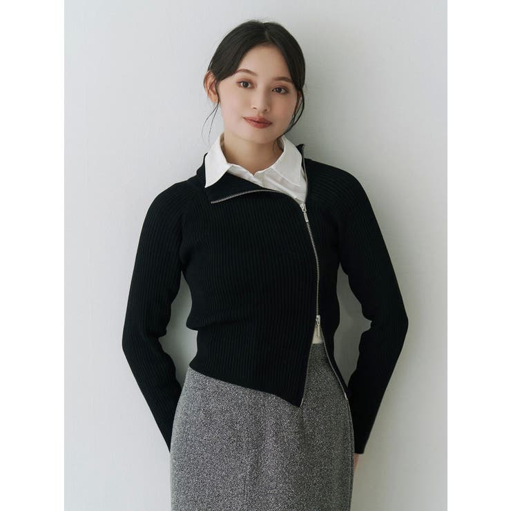 【WEB限定カラーあり】ハイツイストアシメZIPニット | MERCURYDUO | 詳細画像14 
