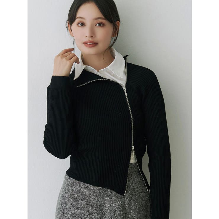 【WEB限定カラーあり】ハイツイストアシメZIPニット | MERCURYDUO | 詳細画像15 