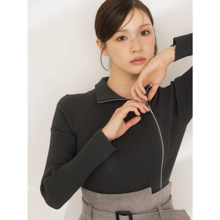 【WEB限定カラーあり】ハイツイストアシメZIPニット | MERCURYDUO | 詳細画像2 