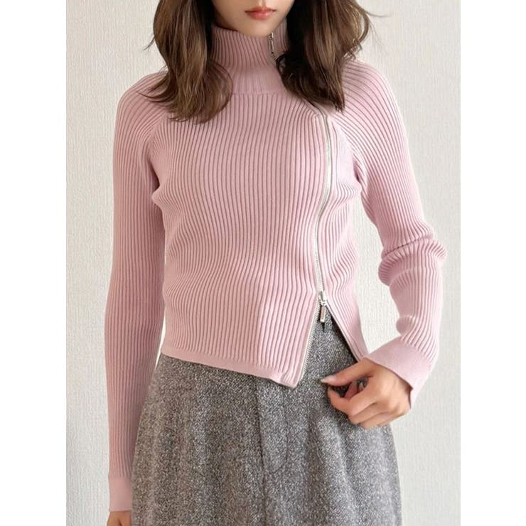 【WEB限定カラーあり】ハイツイストアシメZIPニット | MERCURYDUO | 詳細画像26 