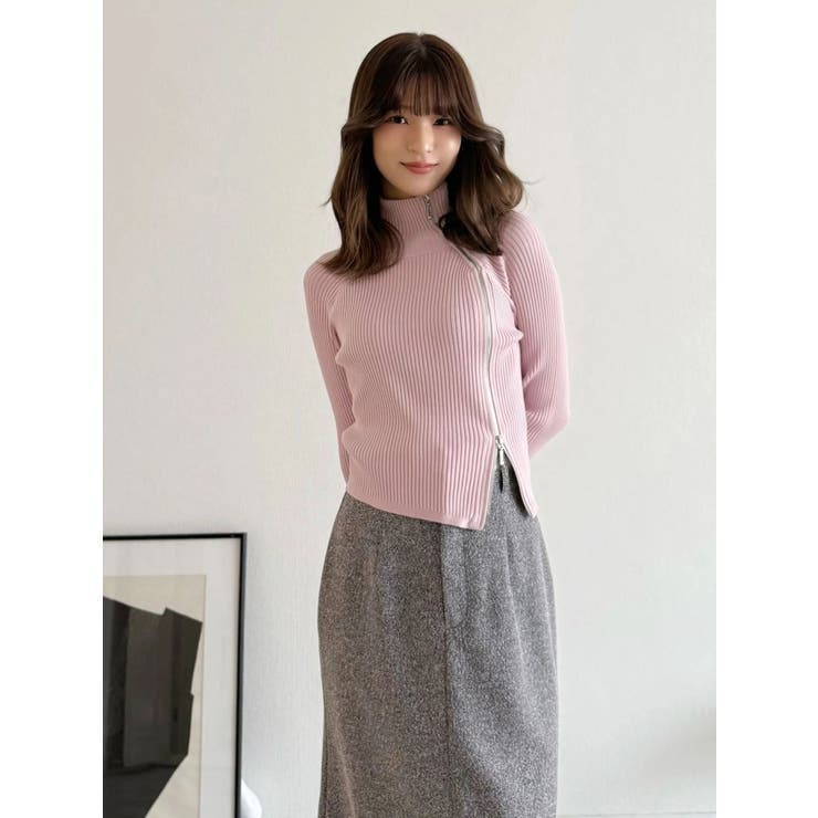 【WEB限定カラーあり】ハイツイストアシメZIPニット | MERCURYDUO | 詳細画像27 