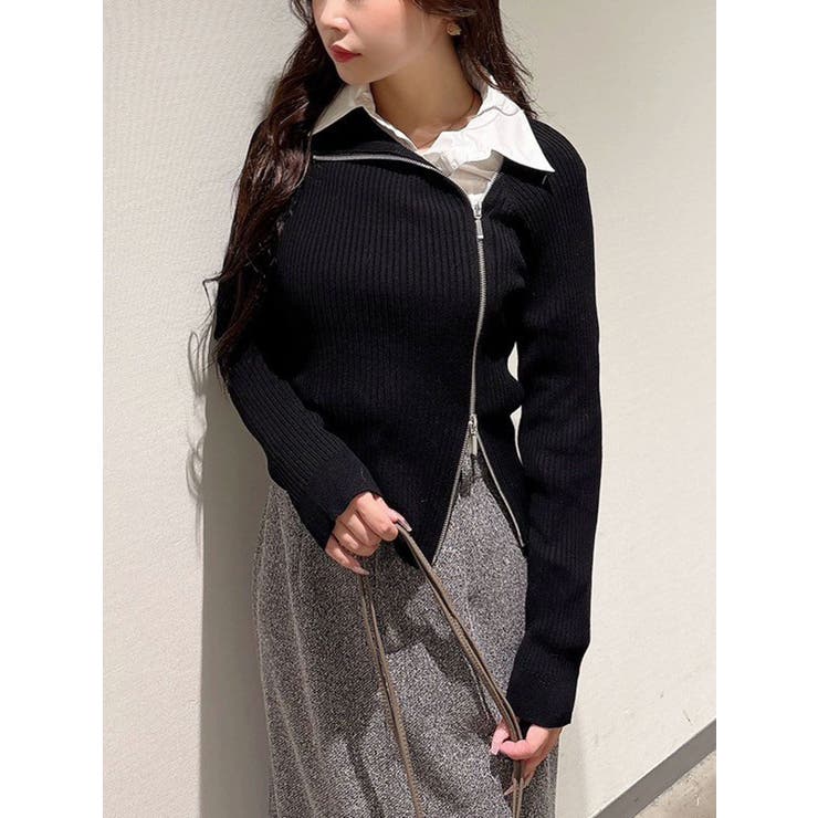 【WEB限定カラーあり】ハイツイストアシメZIPニット | MERCURYDUO | 詳細画像34 