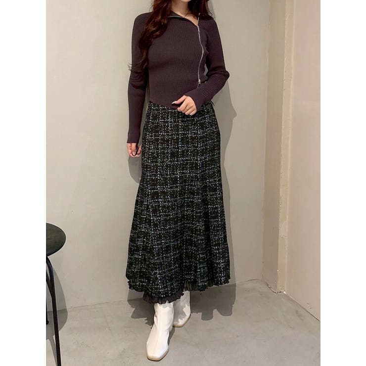 【WEB限定カラーあり】ハイツイストアシメZIPニット | MERCURYDUO | 詳細画像40 