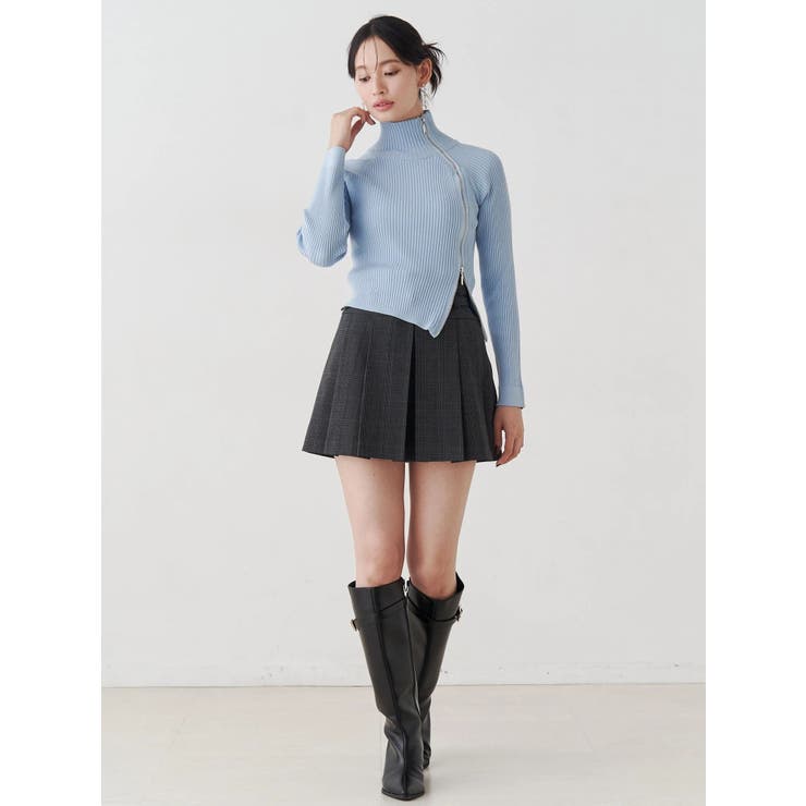 【WEB限定カラーあり】ハイツイストアシメZIPニット | MERCURYDUO | 詳細画像7 