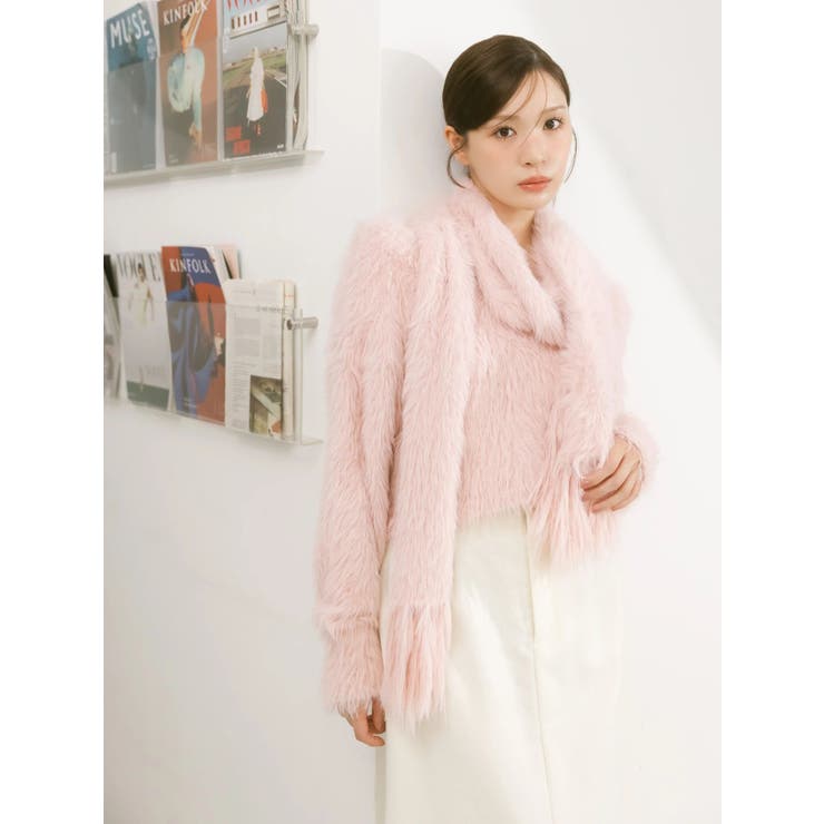 ピンク | ロングシャギーマフラーセットニット | MERCURYDUO