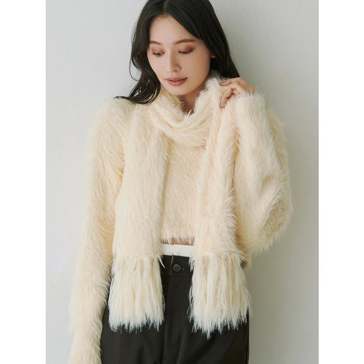 イエロー | ロングシャギーマフラーセットニット | MERCURYDUO