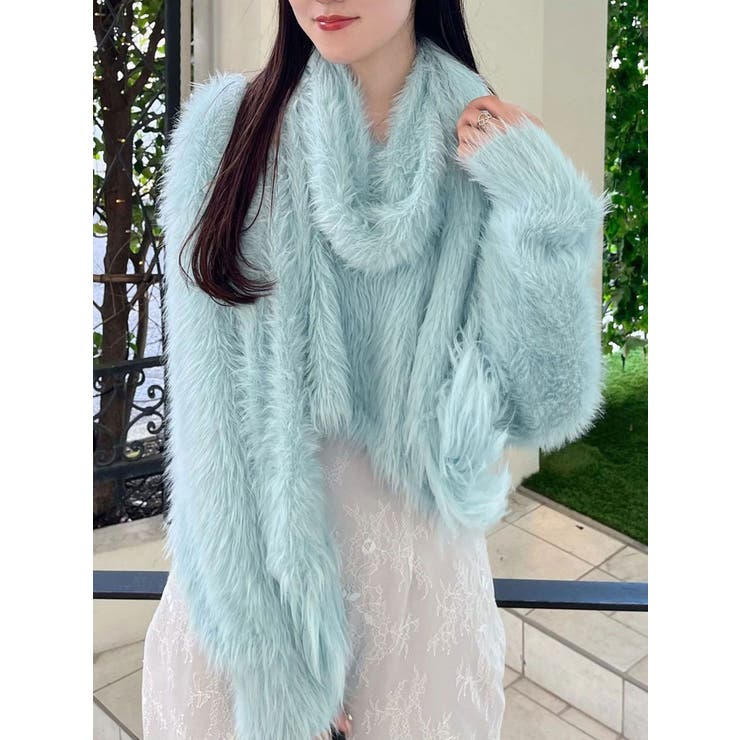 アイスブルー | ロングシャギーマフラーセットニット | MERCURYDUO