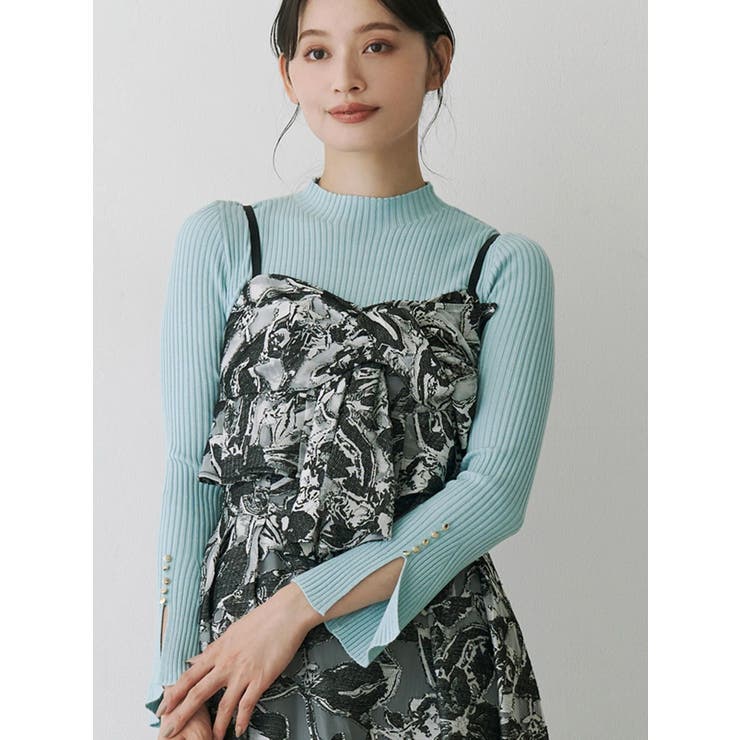 アイスブルー | フレアスリーブハイネックリブニット | MERCURYDUO