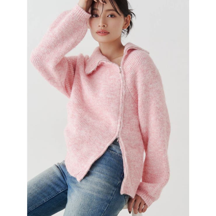 アシメZIPオーバーニット | MERCURYDUO | 詳細画像1 