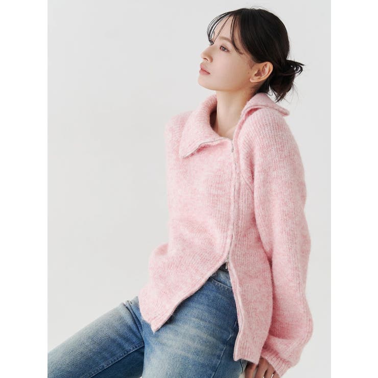 アシメZIPオーバーニット | MERCURYDUO | 詳細画像2 