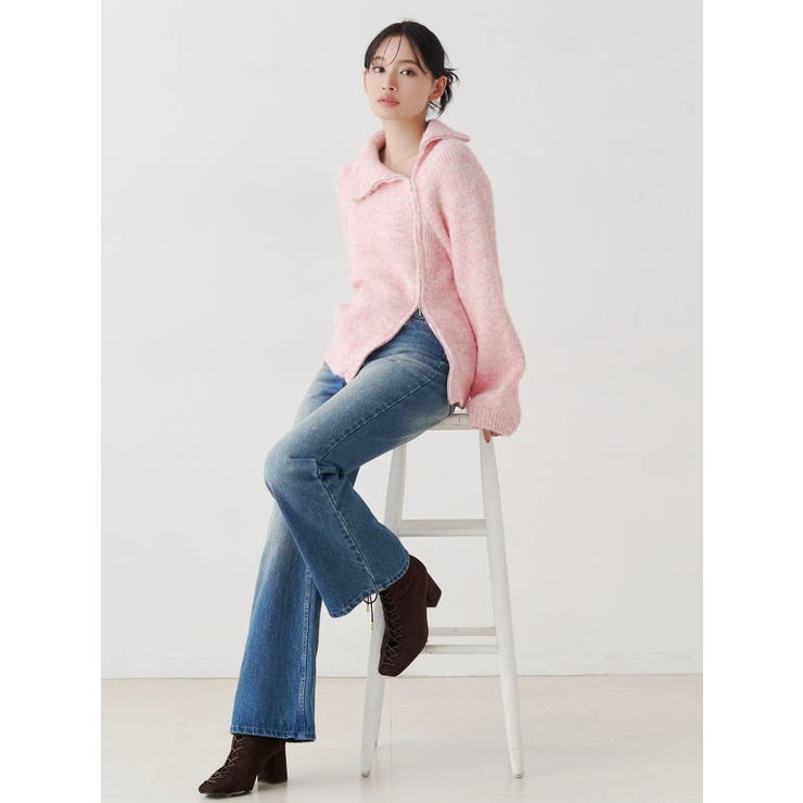 アシメZIPオーバーニット | MERCURYDUO | 詳細画像3 