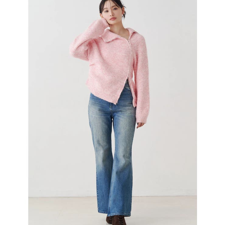 アシメZIPオーバーニット | MERCURYDUO | 詳細画像4 