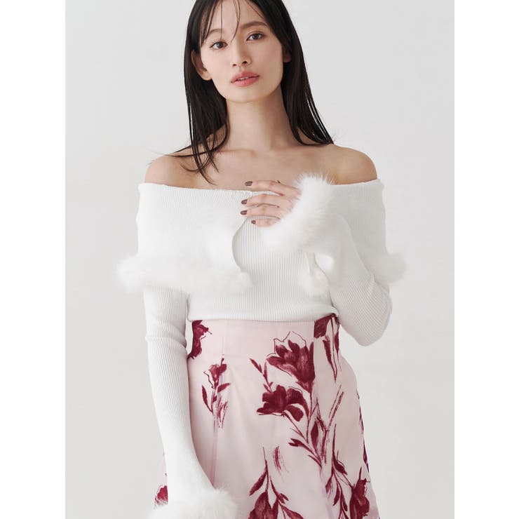 【WEB限定カラーあり】フェイクファートリミングニット | MERCURYDUO | 詳細画像1 