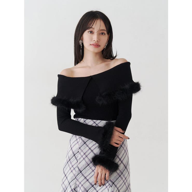 【WEB限定カラーあり】フェイクファートリミングニット | MERCURYDUO | 詳細画像10 