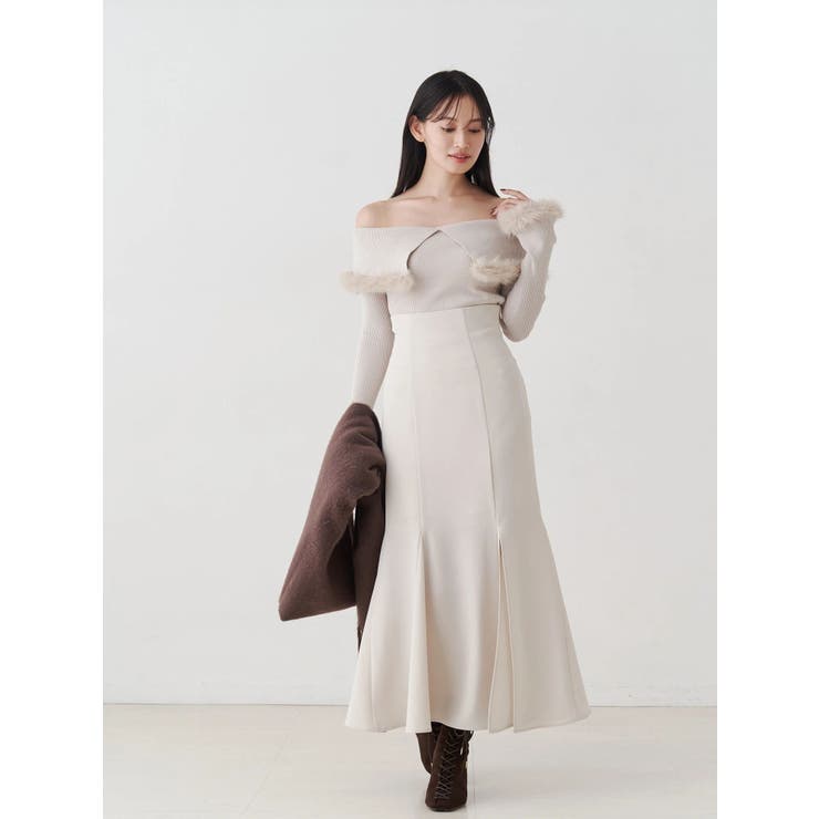 【WEB限定カラーあり】フェイクファートリミングニット | MERCURYDUO | 詳細画像14 