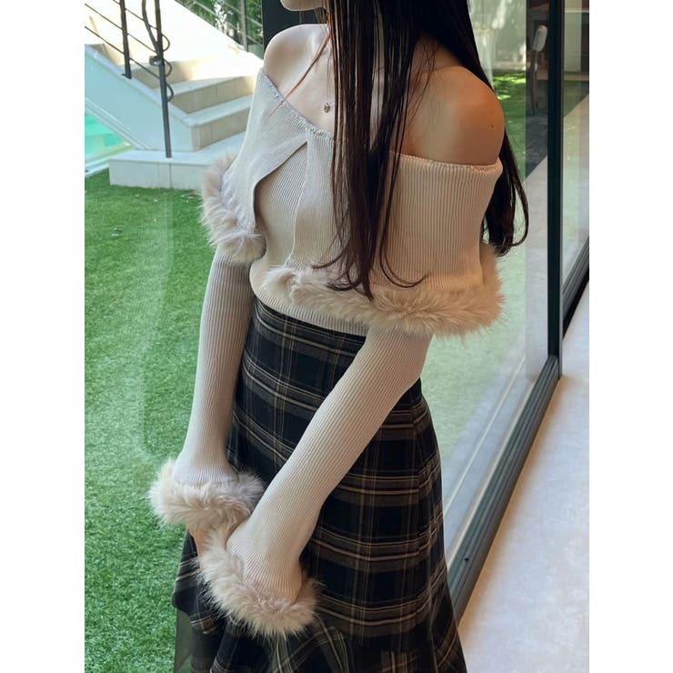 【WEB限定カラーあり】フェイクファートリミングニット | MERCURYDUO | 詳細画像26 