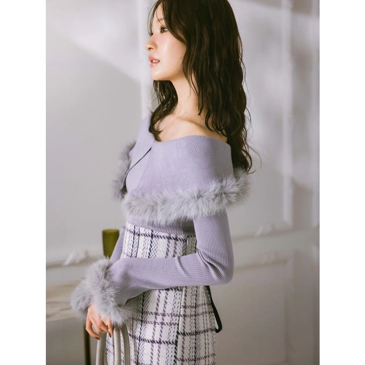 【WEB限定カラーあり】フェイクファートリミングニット | MERCURYDUO | 詳細画像3 