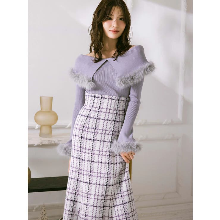 【WEB限定カラーあり】フェイクファートリミングニット | MERCURYDUO | 詳細画像4 