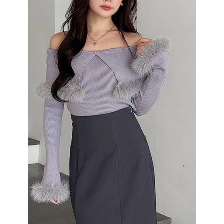 【WEB限定カラーあり】フェイクファートリミングニット | MERCURYDUO | 詳細画像43 