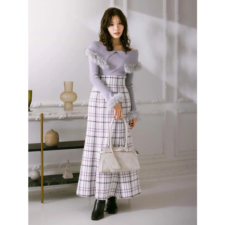 【WEB限定カラーあり】フェイクファートリミングニット | MERCURYDUO | 詳細画像5 