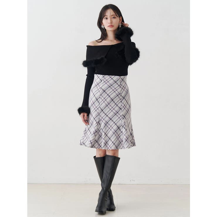 【WEB限定カラーあり】フェイクファートリミングニット | MERCURYDUO | 詳細画像8 