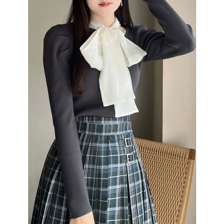 異素材リボンカットアウトニット | MERCURYDUO | 詳細画像35 