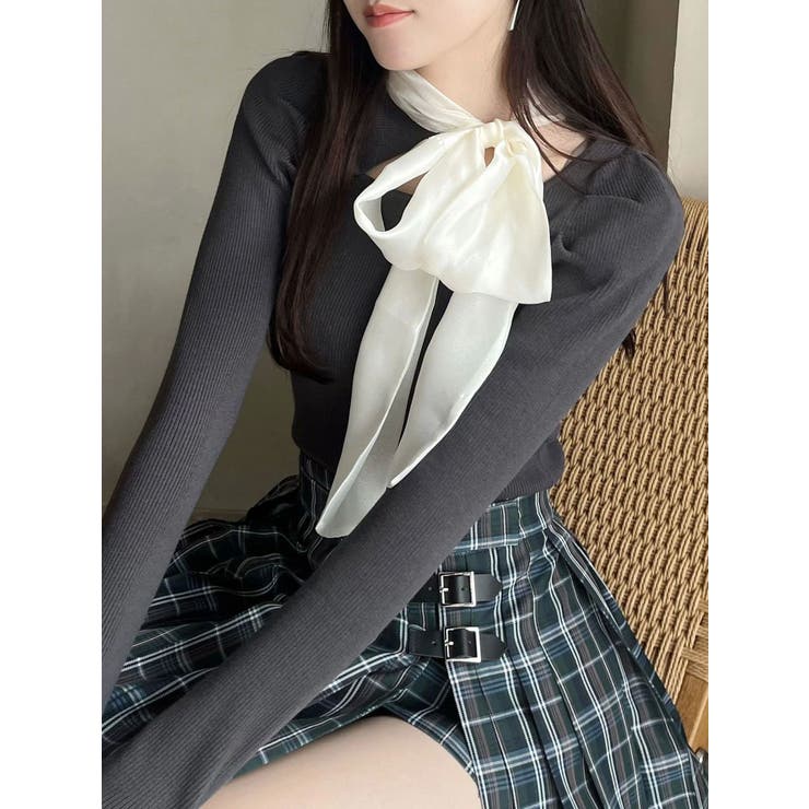 異素材リボンカットアウトニット | MERCURYDUO | 詳細画像36 