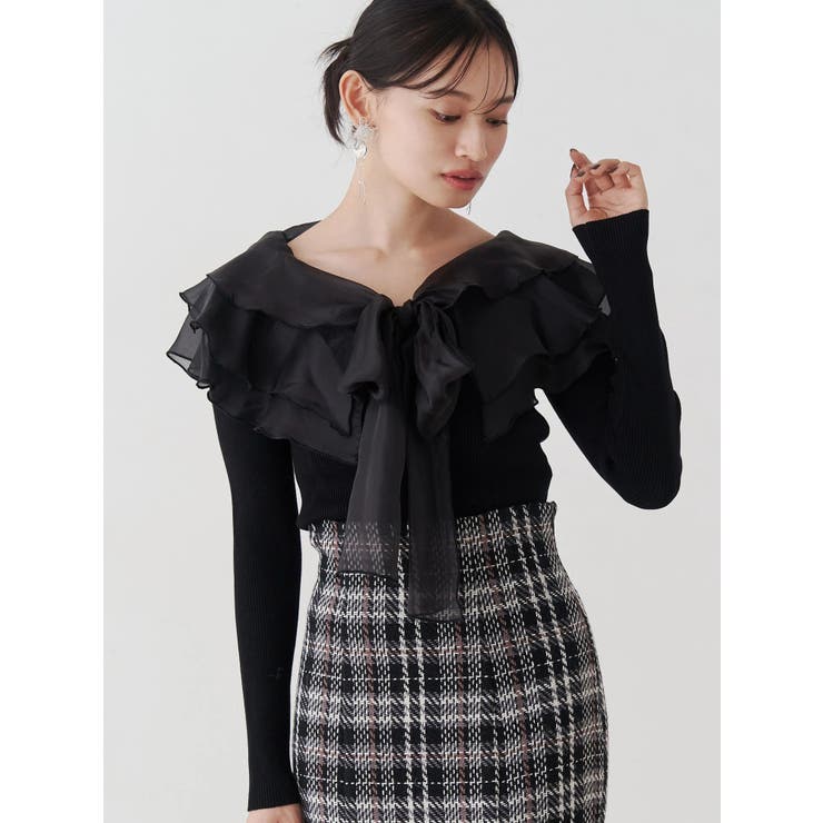 異素材ラッフルリボンリブニット | MERCURYDUO | 詳細画像16 