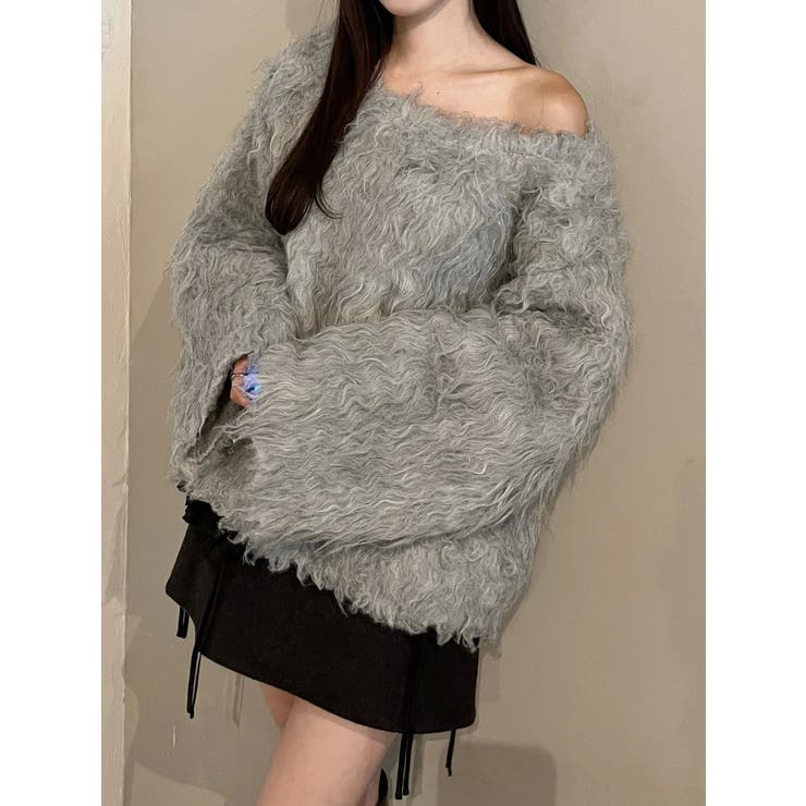 【OUNNOUN】ロングシャギー2WAYオーバーサイズニット | MERCURYDUO | 詳細画像12 